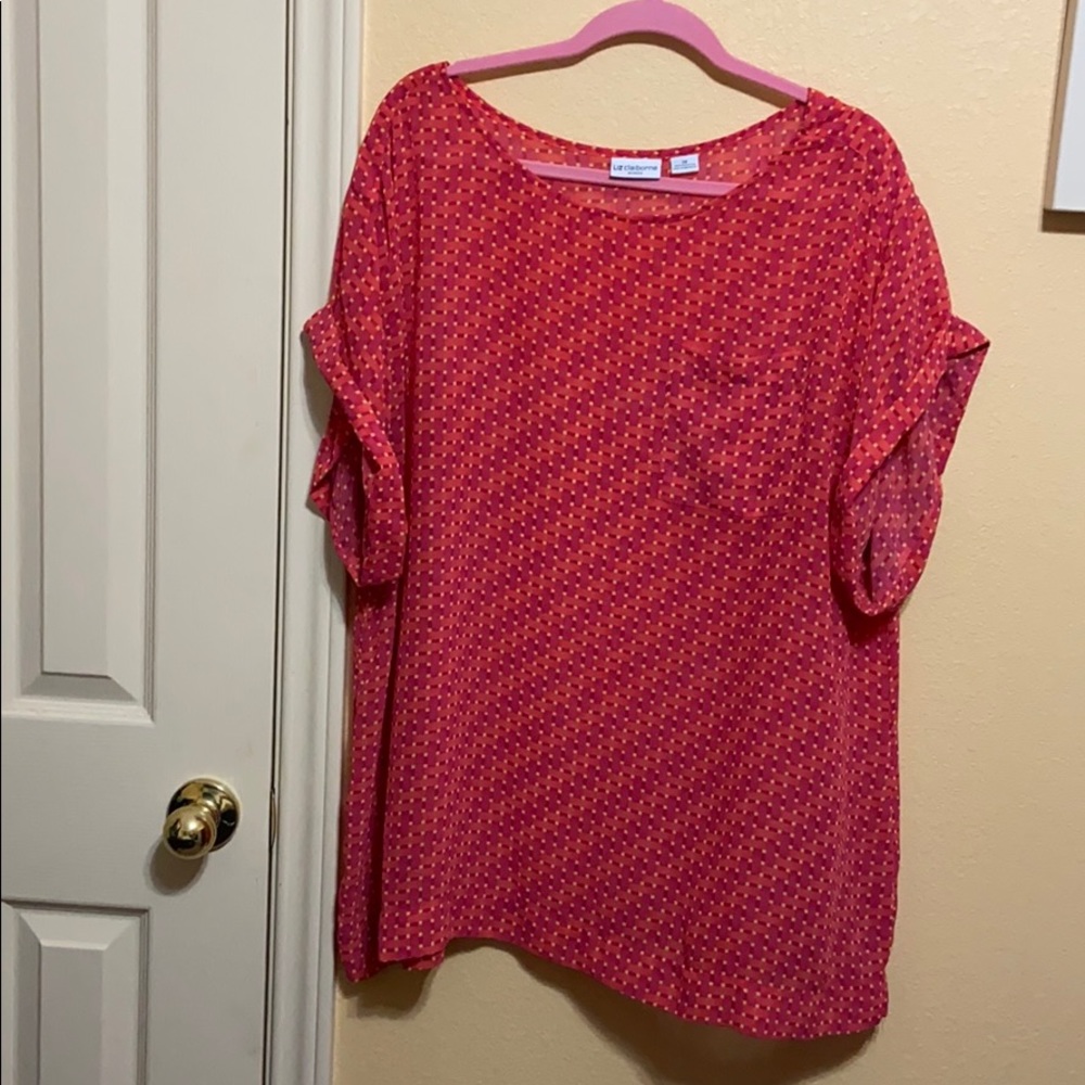 Pink and yellow pattern blouse